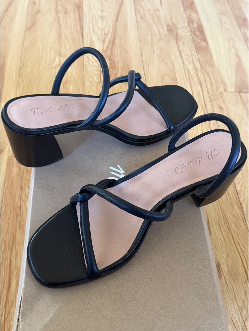 Madewell Bombé Heeled Mules Leather True Black Size 10